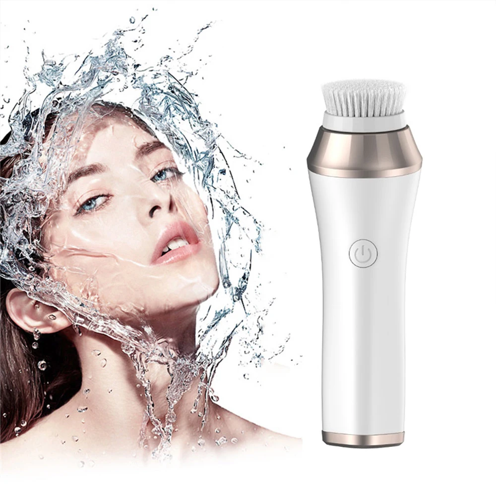 Rotating Handheld Electric Soft EMS Rechargeable Heads Vibrating Waterproof Exfoliator 7 in 1 Clean Wash Beauty Face Brush