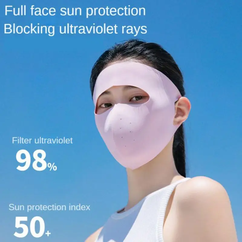 Full Face Coverage Summer Ice Silk Sunscreen Mask Upf 50 Cycling Mask Fabric Nylon Full Face Sun Protection Mask Cool Touch