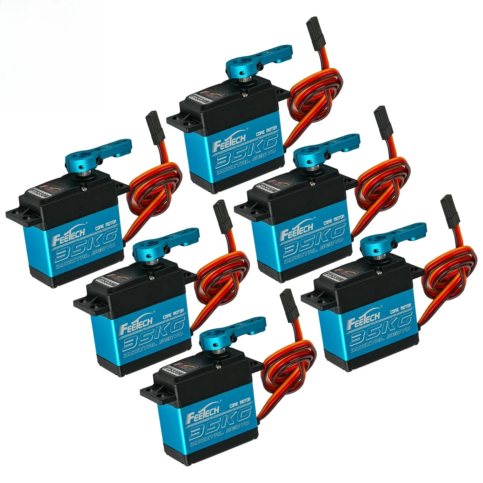 Feetech – servomoteur numérique FT5330M, couple 7.4V 35KG, engrenage en acier pour avion RC/Robot/hélicoptère, modèle de voiture sur chenilles en métal, 6 pièces