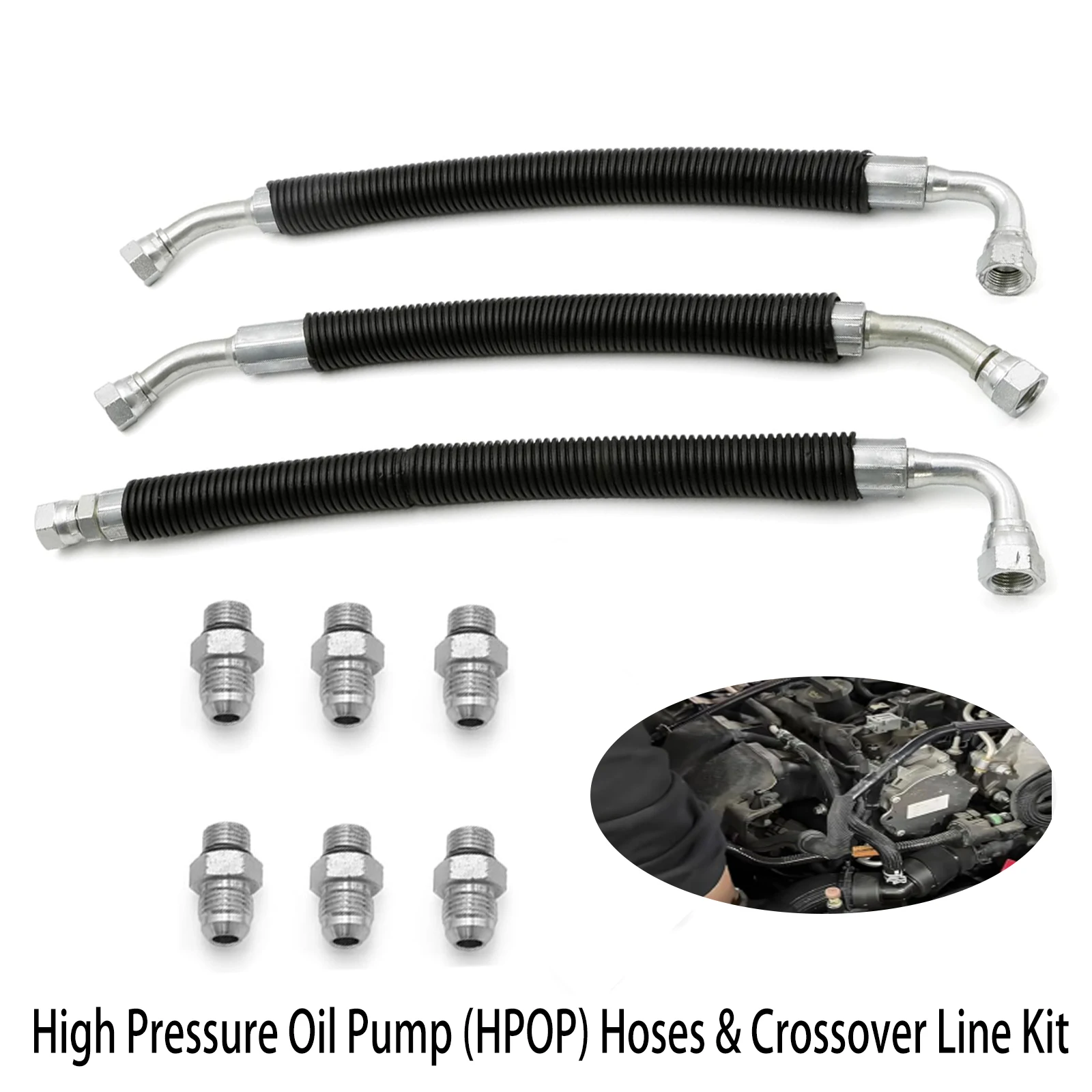 

High Pressure Oil Pump HPOP Hoses Lines with Crossover Replacement Kit Fit for Ford Excursion F250 F350 F450 F550 Super Duty 7.3