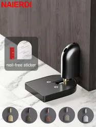 NAIERDI Hydraulic Buffer Door Stopper Adjustable Zinc Alloy Nail-free Door Holder Anti-Collision Door Stop Door Hardware
