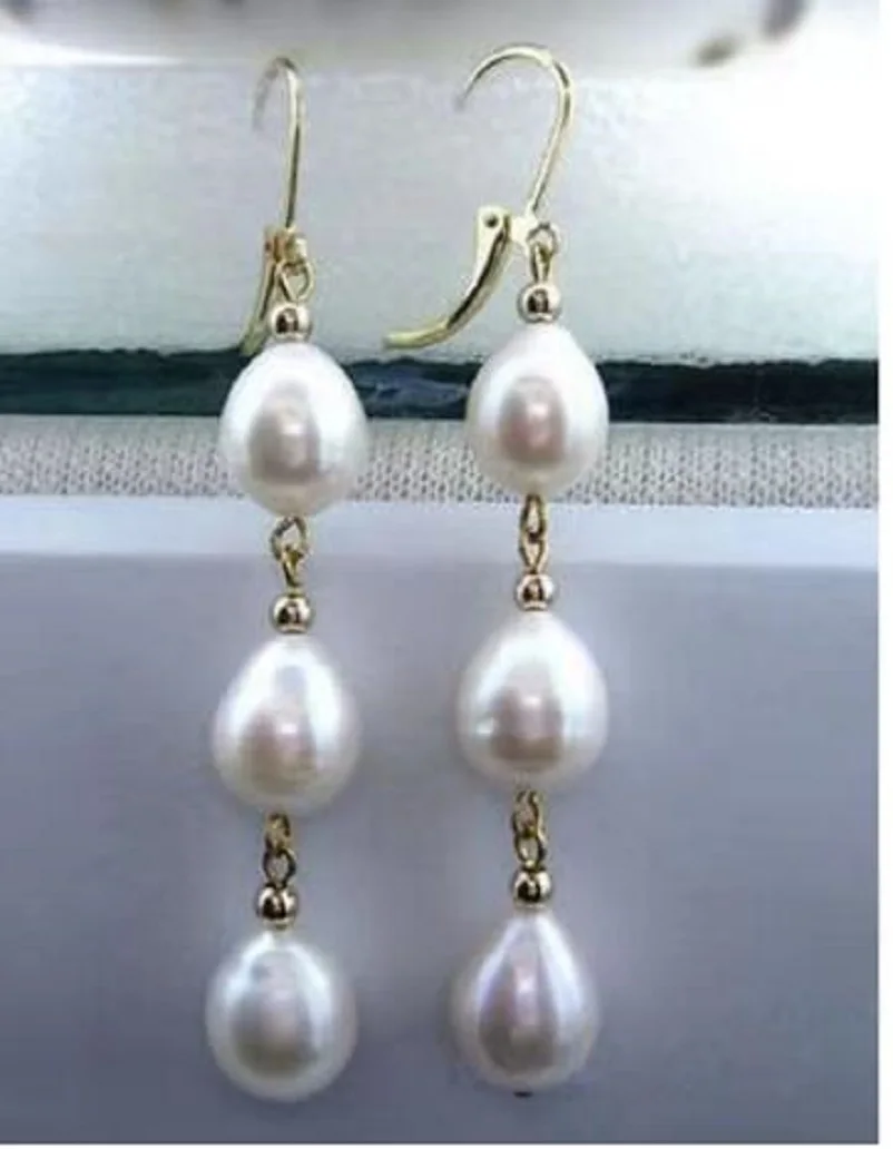 

Brand-new charming aaa 9-12mm Nanhai white pearl earrings 14K exquisite jewelry.