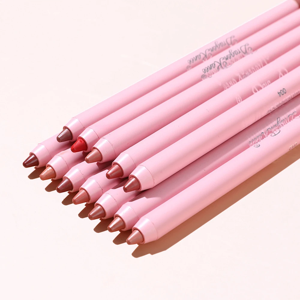 12가지 색상 매트 립 라이너 펜슬 방수 논스틱 컵 립스틱 롱래스팅 섹시 레드 브라운 립 라이너 메이크업 립 컨투어링