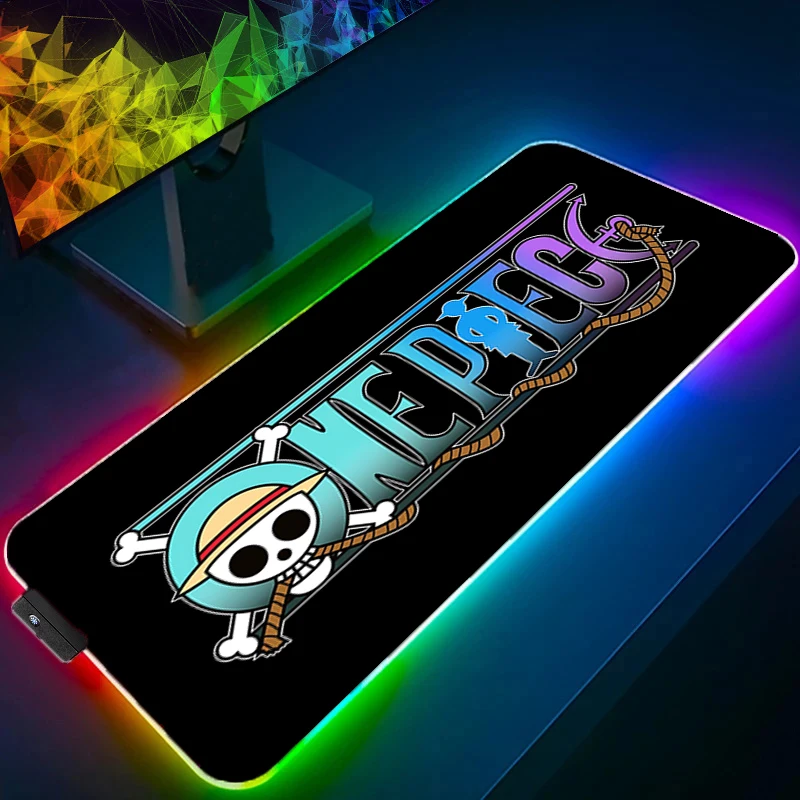 

LED Mouse Pad One Piece Luffy Gamer Large XXL Tablet Varmilo Keyboard Carpet Backlight Gaming Accessories RGB Mousepad