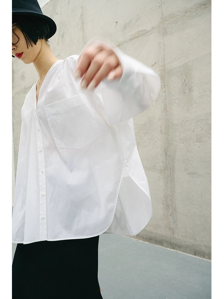 

Charm Quali Little Bug Italian Fabric V-ne Lantern Sve Hang Pleat Silhouette Sensation Pure Cotton irt Women's Faion