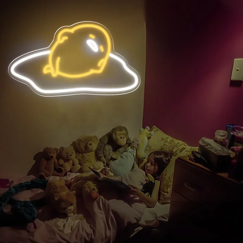 سانريو كسول البيض النيون USB بالطاقة LED النيون جدار ديكور لغرفة النوم غرفة الألعاب غرفة الطفل هدية مثالية للبنين فتاة #5