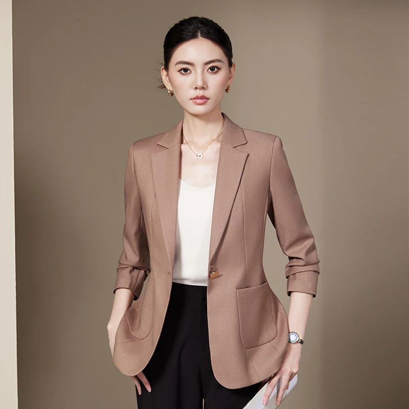 NAVIU Giacca da donna con bottone singolo per giacca autunnale Cappotto da donna Abbigliamento da lavoro da lavoro femminile Giacca formale Capispalla da donna da ufficio