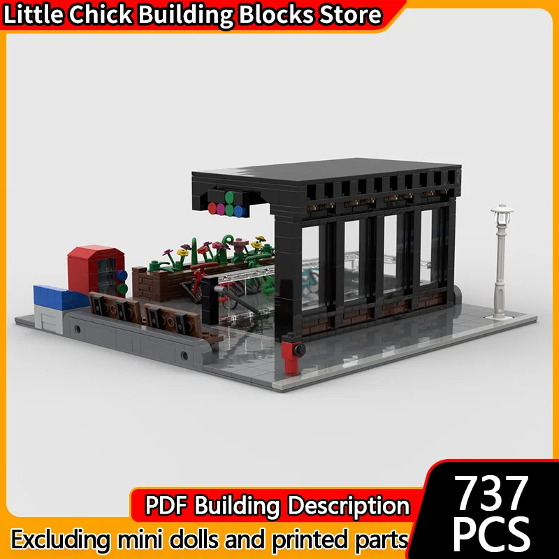 

City Street View Model MOC Building Bricks City Subway Entrance Modular Technology Children Holiday Gifts Assemble Toys Suit