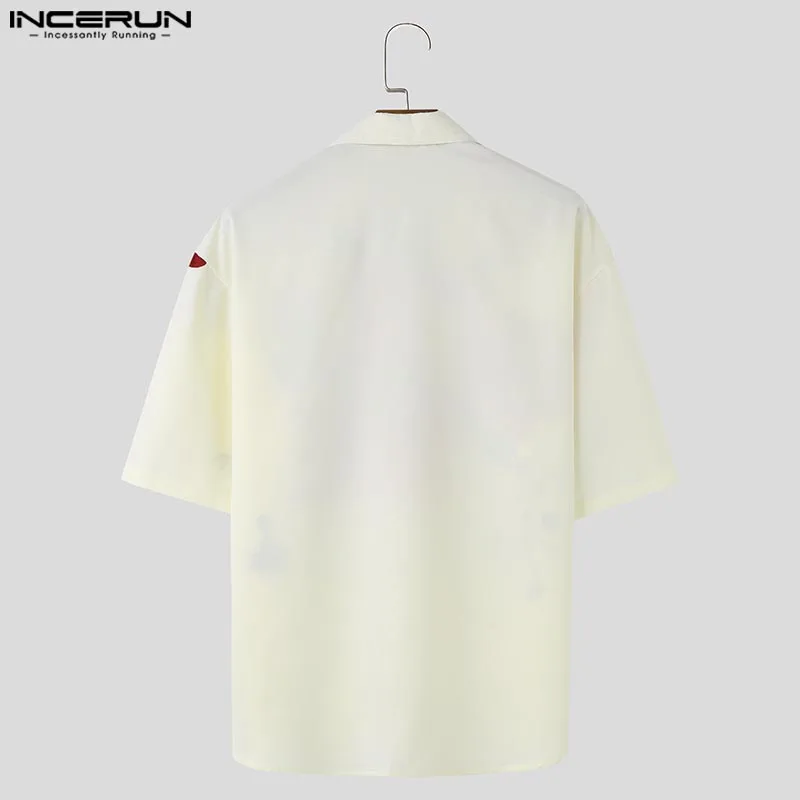 INCERUN Men Shirt Flower Printing Lapel Short Sleeve Casual Men Clothing Streetwear Summer Loose 2024 Fashion Male Shirts S-5XL