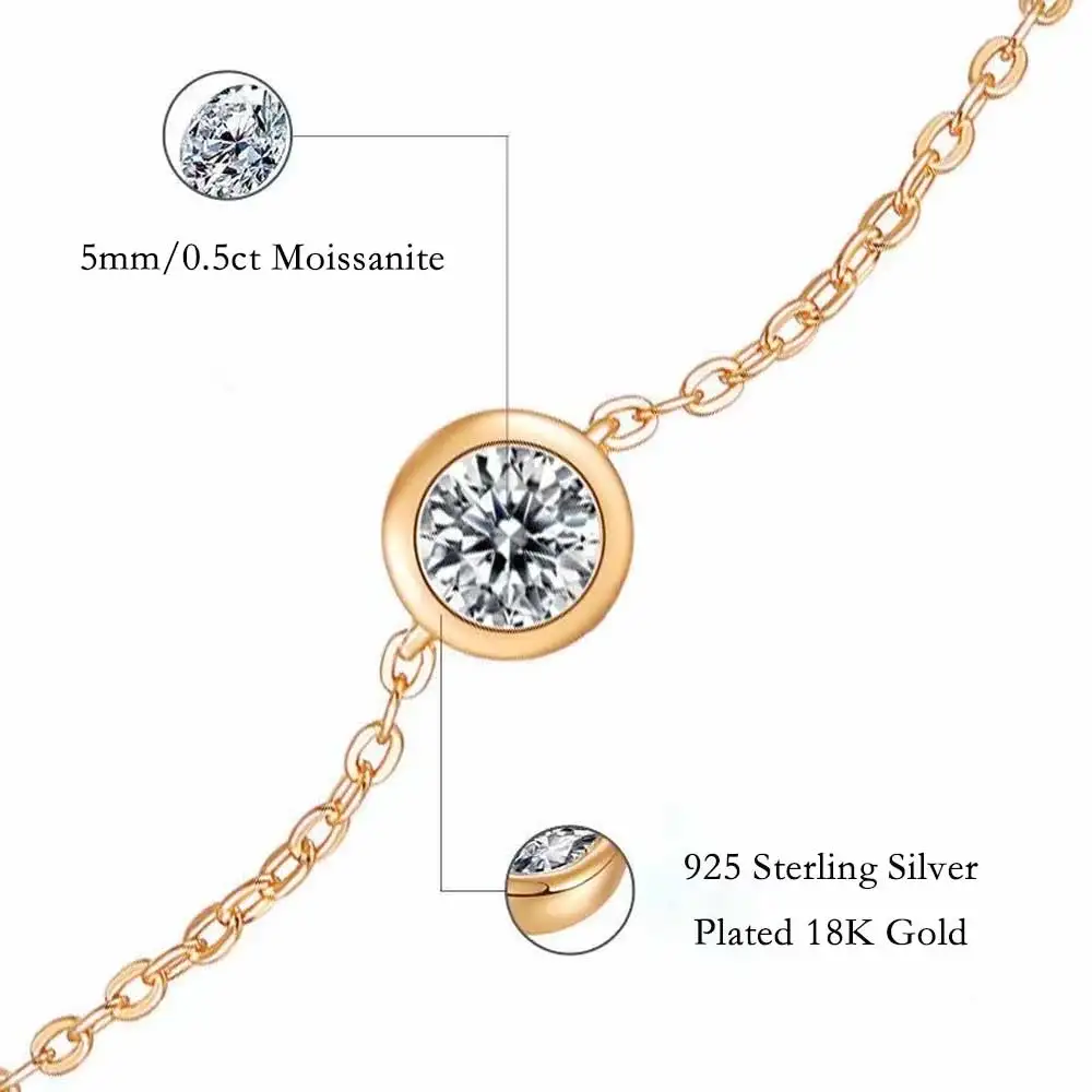 2.5ct Moissanite Pendant Necklace Earrings Jewelry Set for Women S925 Silver Plated 18K Gold Round Bubble Diamond Bracelet Gift