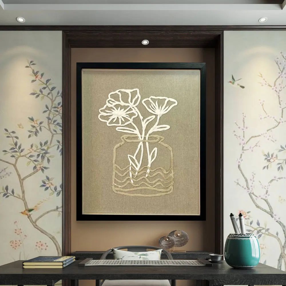 Custom Design Hot Selling Indoor Modern Home Decoration Xuan Paper Wall Art Photo Frame Resin Wood Copper Indoor INS for Wedding