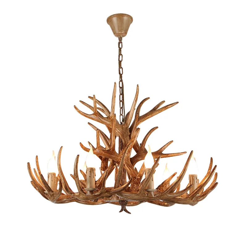 American Retro Antler Chandelier Large Industrial Style Pendant Lamp for Hot Pot Shops Restaurants Easy Hanging Nordic Bar Theme