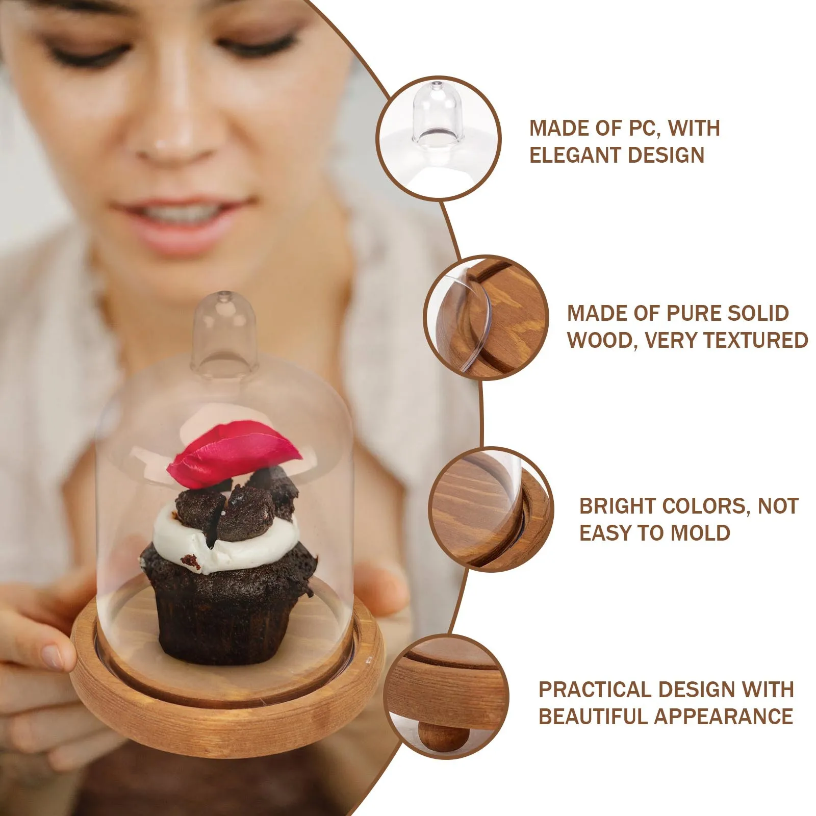 

1Pcs Pc Dome Eternal Flower Cover Transparent Bell Jar Display Case Elegant Preservation for Home Office Tabletop Decor