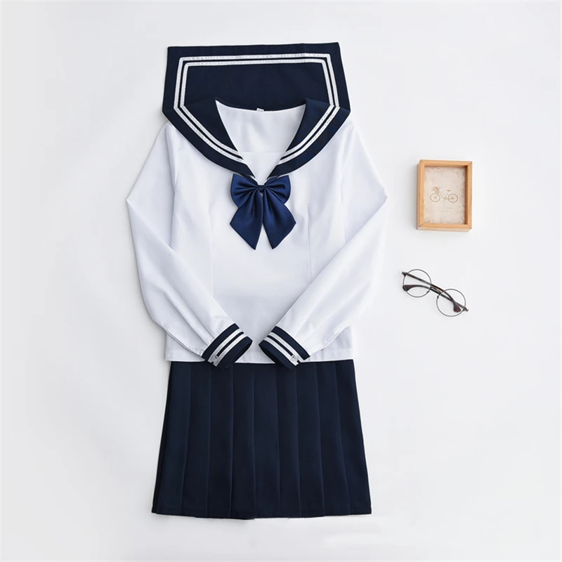 Japanese/Korean Hell Girl Enma Ai Cosplay Costume School Uniforms JK Student Sailor Suit Long sleeve suit + Tie + Pleated skirt