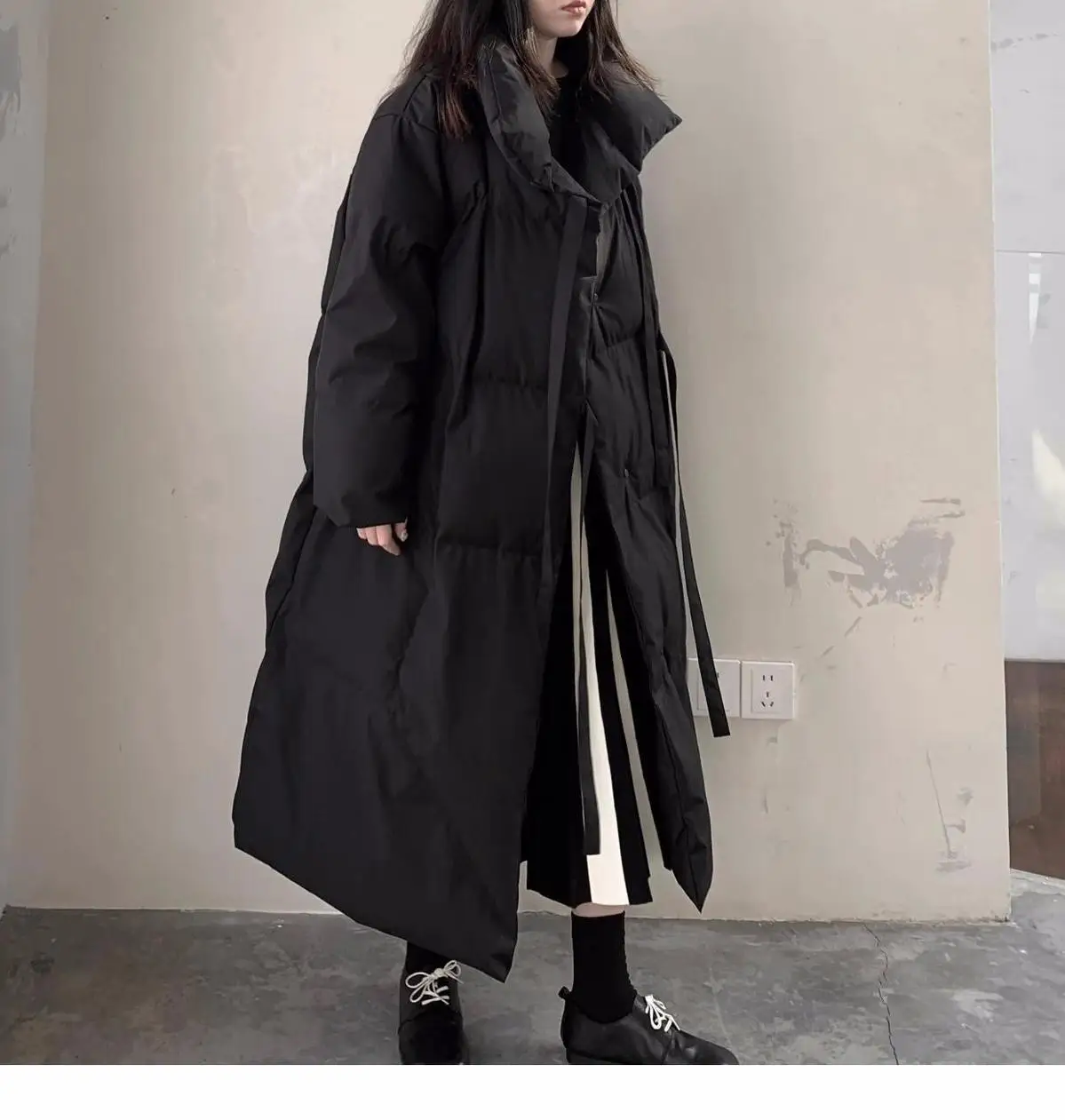 2024 New Winter Jacket Casual Down Cotton Coats Stylish Black Button Tie Long Parkas Women\'s Winter Cotton Jackets Overcoats