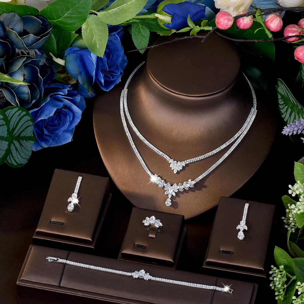 

HIBRIDE Everyday High Quality Jewelry Necklace Earring Set Women's Clothing Light Luxury Wedding Bridal Holiday Gift 1117