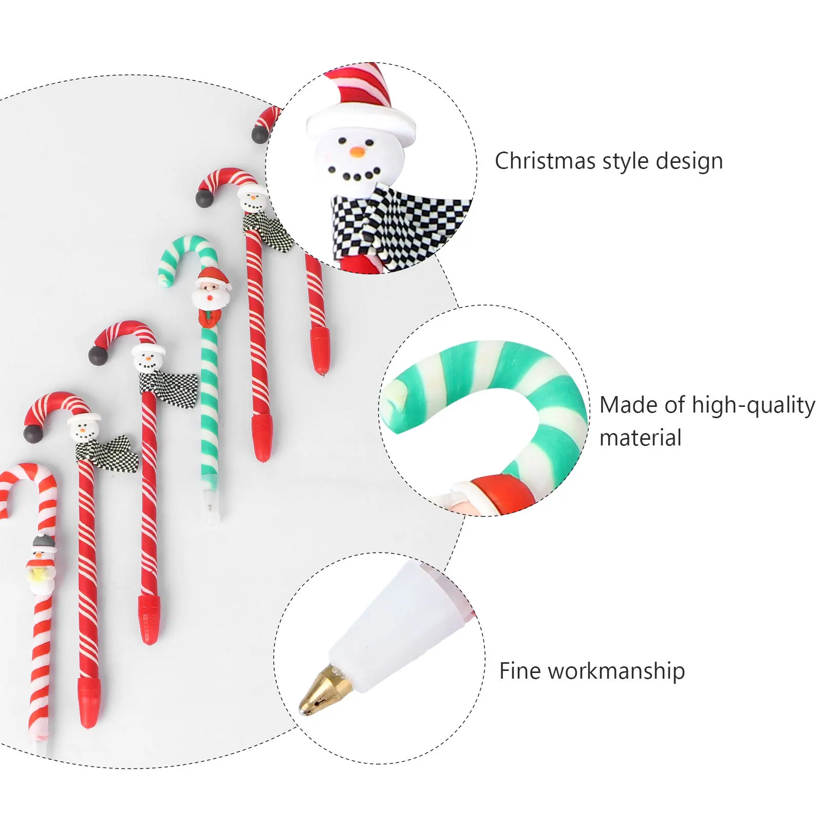 

6Pcs Soft Clay Ball Pen Christmas Design Santa Claus Snowman Elk Shape Kids School Gift Smooth Writing Christmas Style Ball Pen