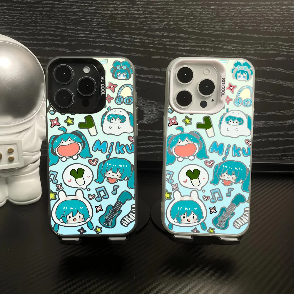 Anime Hatsune Miku Phone Case IMD Color Silver Shell For IPhone 16 15 14 13 12 Pro Max Plus