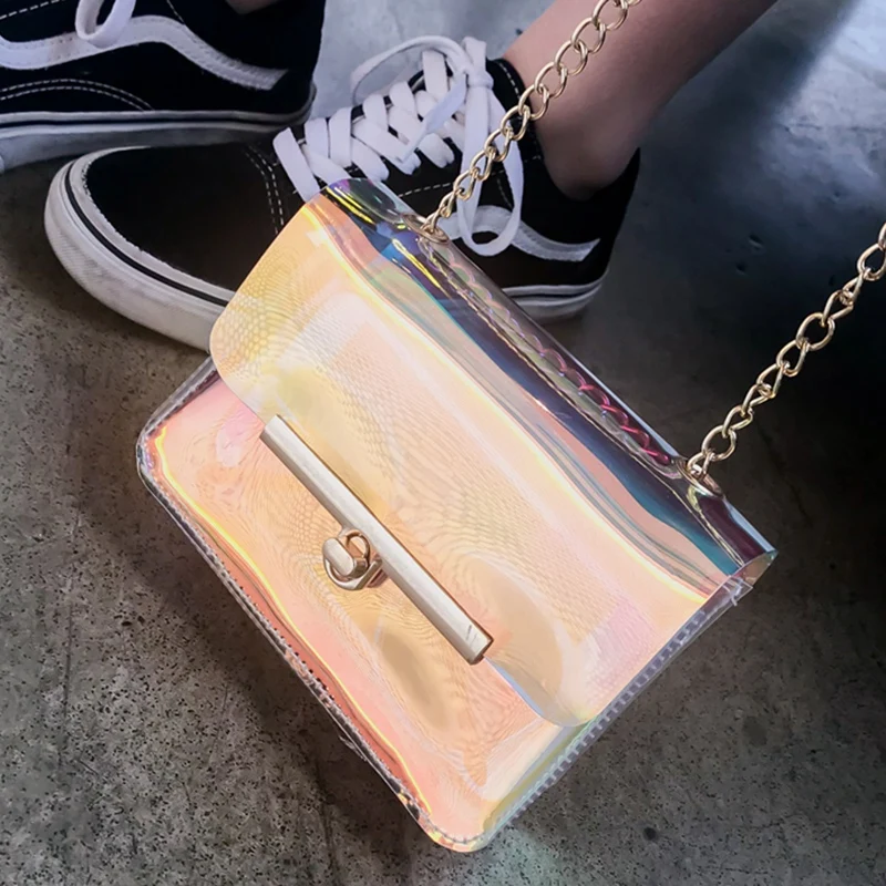 JOBag transparent en PVC et PU pour femme, sac à main à bandoulière initié, fourre-tout transparent