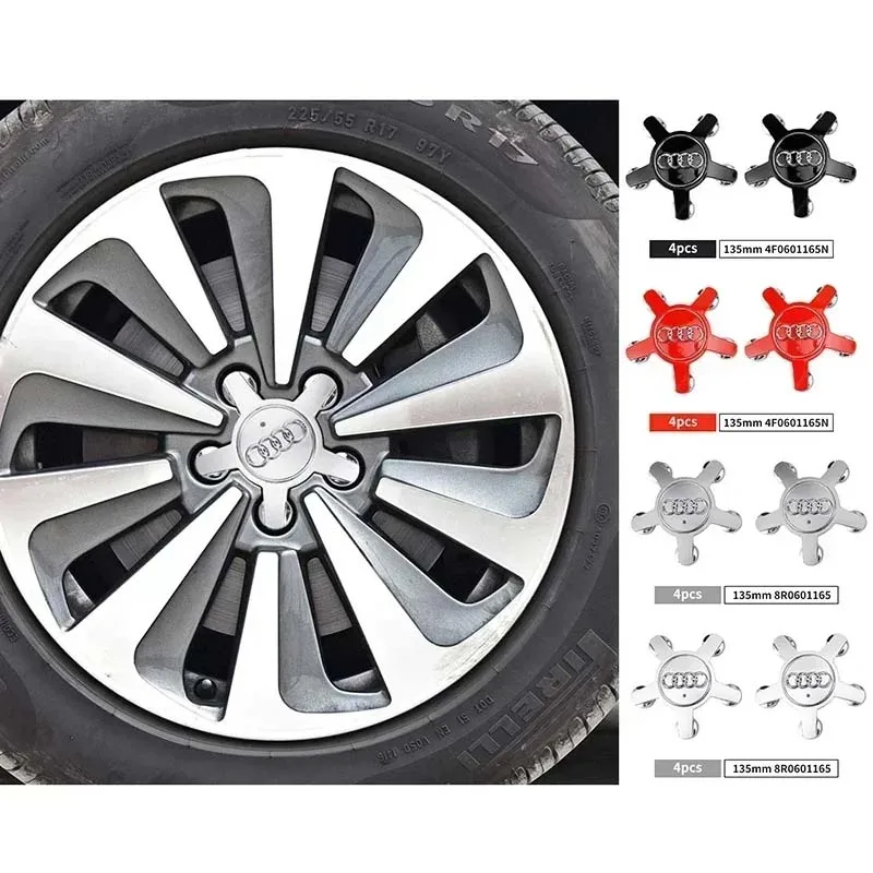 135 мм 4 шт., центральная крышка ступицы колеса автомобиля, украшение на обод шины 4F0601165N для Audi A3 A4 A5 A6 A7 A8 Q5, значок на крышку ступицы, аксессуары