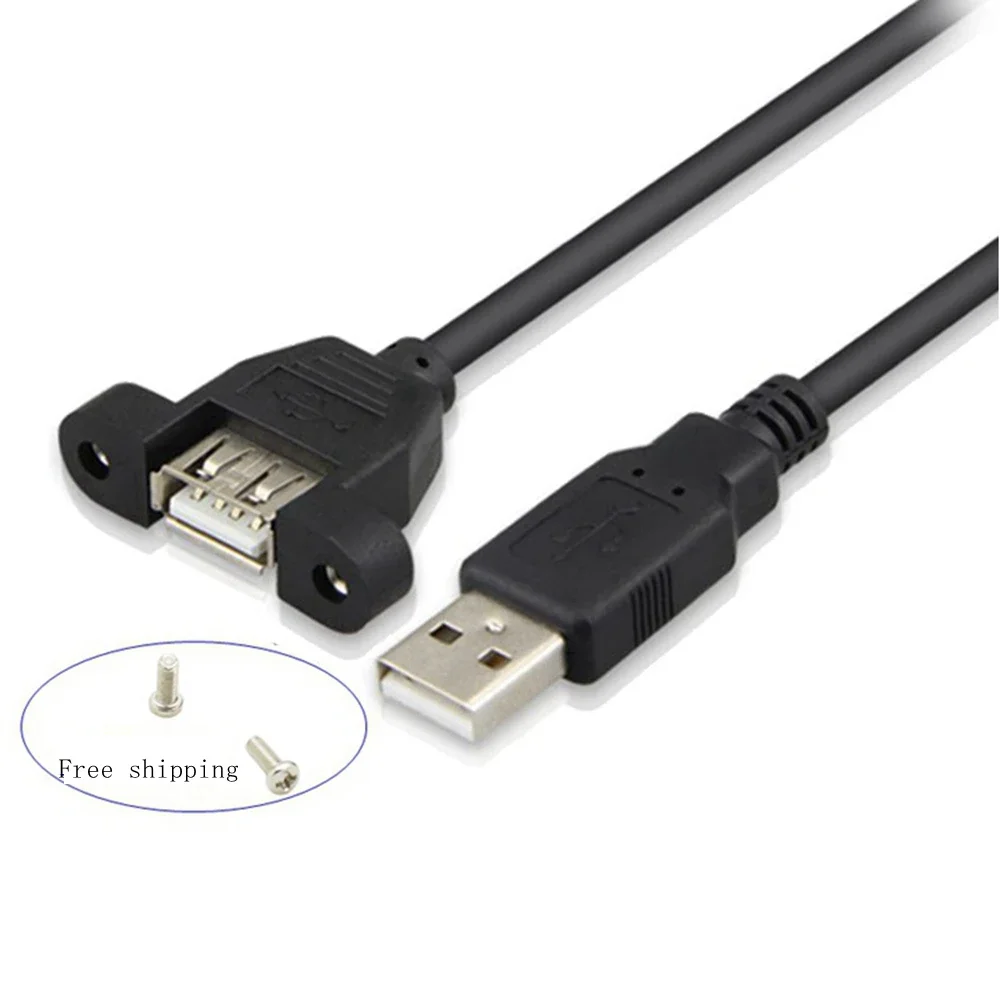 

Panel Mount USB Extension Cable, Type-ONE Port usb2.0 Male to Female with Screw Hole Lock Connection Cable Cabo 30cm 1M 5M 1.5 M