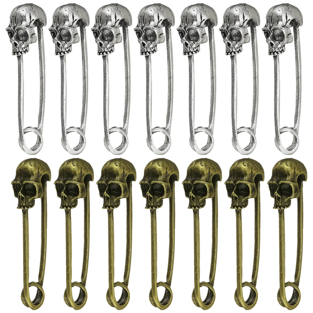 20 Pcs Decorative Safety Sewing Pins Punk Decorations Earrings Skull Head Alloy Buckle