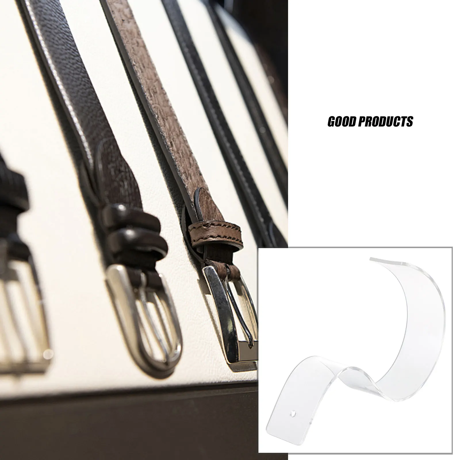 

2pcs Acrylic Belt Display Stand Clear Organizer Holder Transparent Rack Closet Storage Space Saving Men's Belts