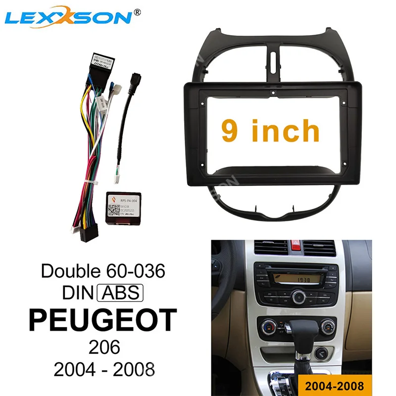 

9 Inch Car Fascia For PEUGEOT 206 2004-2008 Double Din Car Radio Dvd Frame Fascias Audio Fitting Adaptor Facia Panel Dashboard