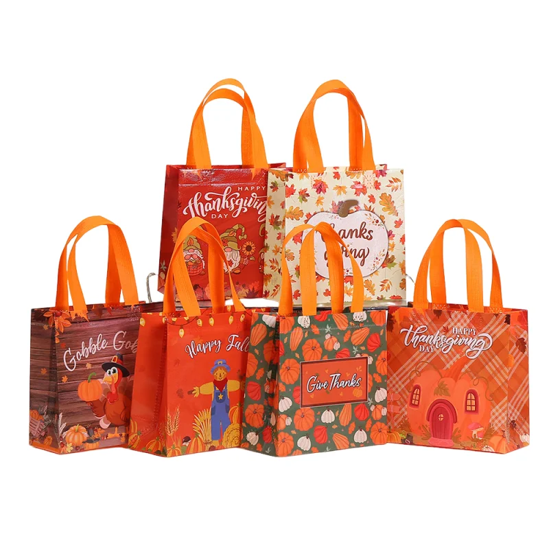 

Подарочная упаковка, экологически чистая подарочная сумка на День Благодарения, многоразовая сумка для продуктов, нетканая сумка для подарков на День Благодарения, праздник на День Благодарения