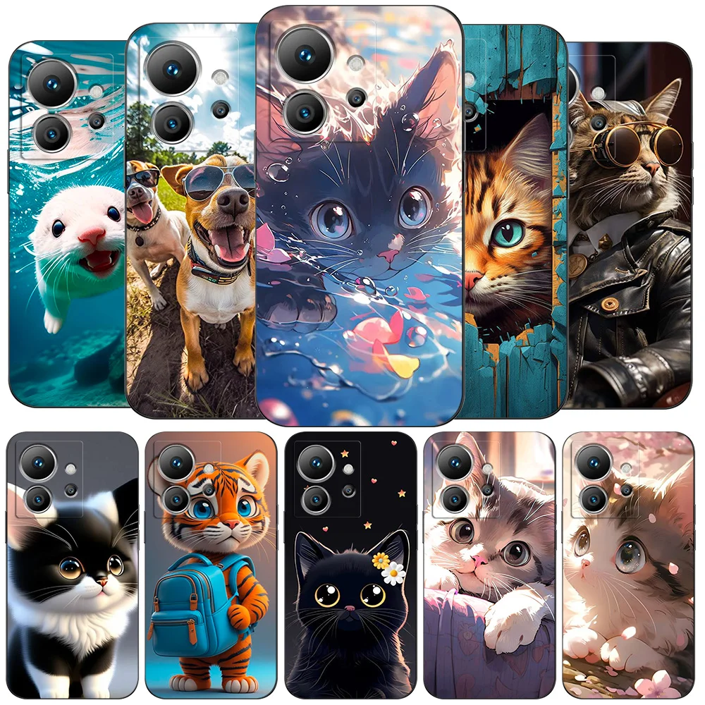 Case For INFINIX ZERO ULTRA 5G X6820 Silicon Phone Back Cover black tpu case amazing cool cats pets