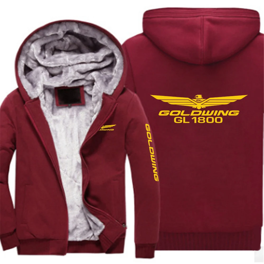 

2023 Autumn Witner Goldwing GL1800 GL1500 Motocycles Print Cardigan Cotton Coats Men's Zipper Patchwork Thickened Hooded Hoodies