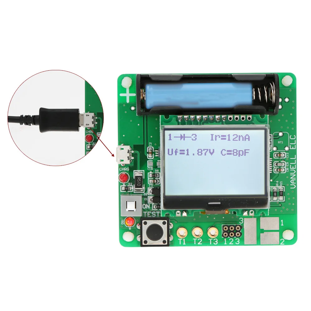 M328 Transistor Tester Automatic Identified Diode Thyristor Capacitance Resistor Inductor Capacitor ESR Meter Checker Detector