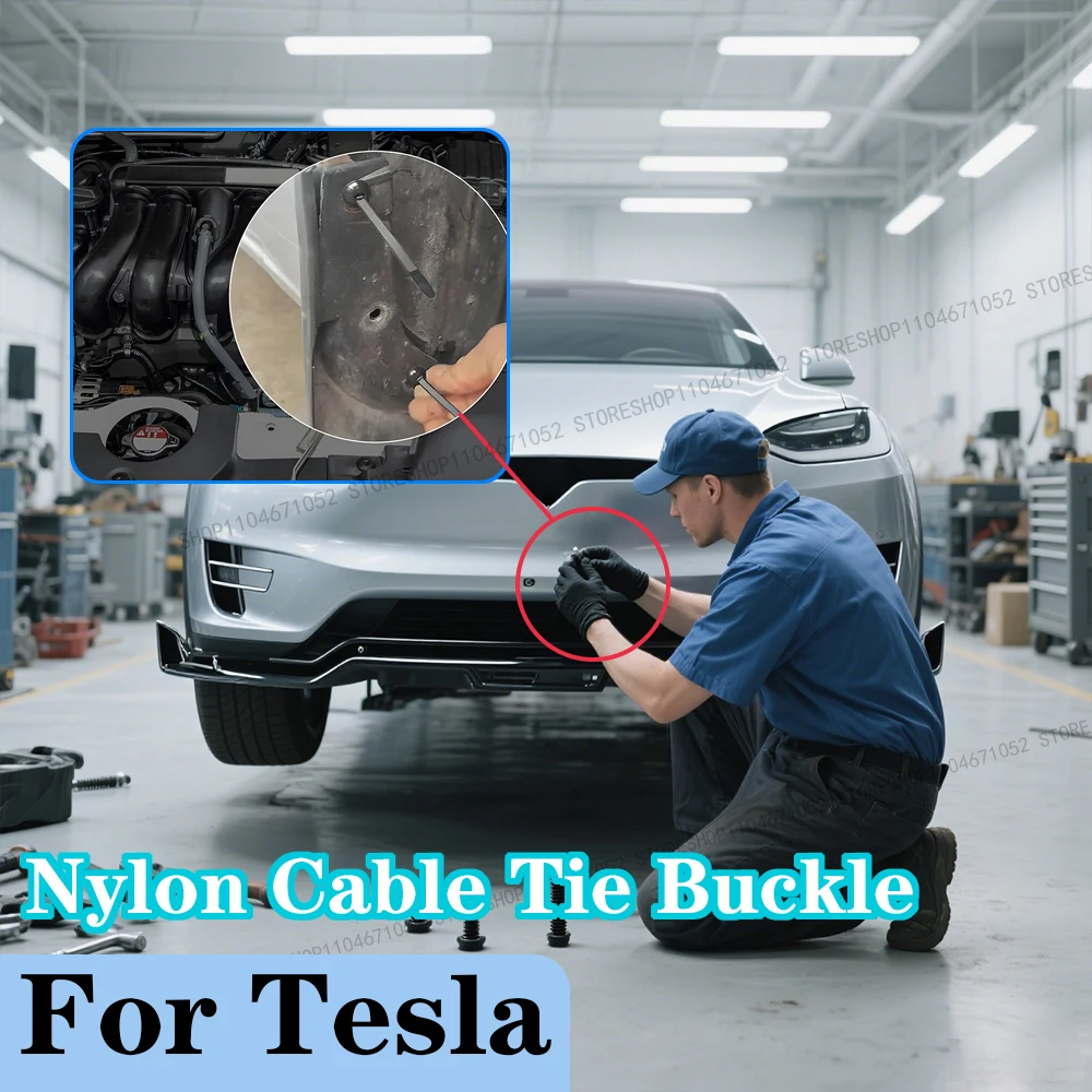 

For Tesla Nylon Cable Tie Buckle Auto Fastening Straps Multi-Purpose Cable Clip Heavy Duty Self-Locking Nylon Zip Ties Holder