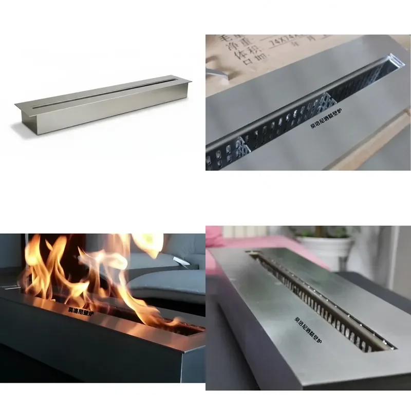 for Bioethanol Burner Insert 56 Inch 304 Stainless Steel Ethanol Fireplace Remote Control Smokeless Indoor Fireplace for