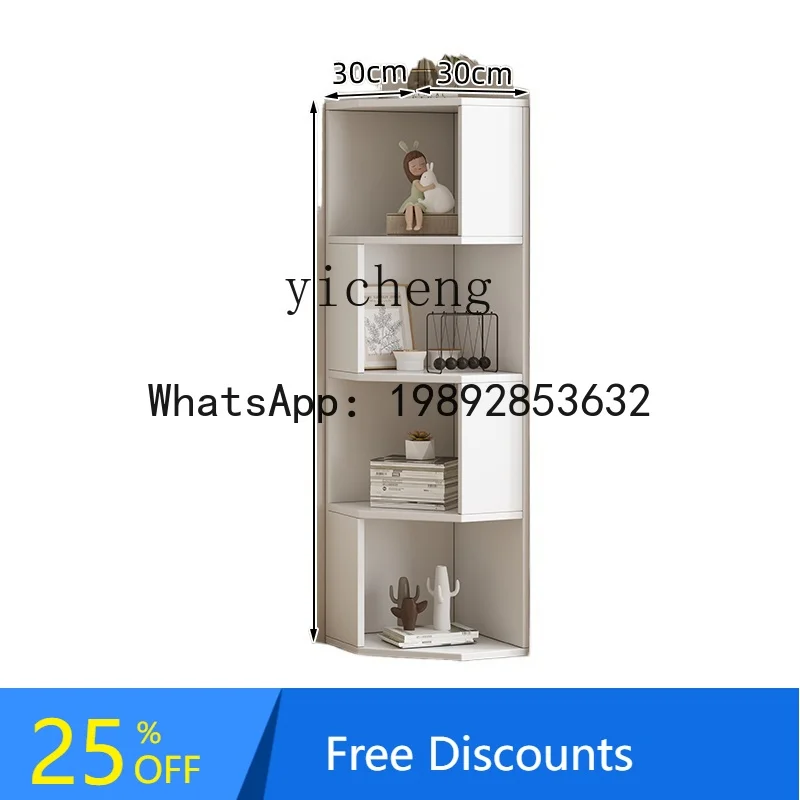 living room corner bookcase triangular bookshelf wall shelf floor corner bay window cabinet household multi-layer storage