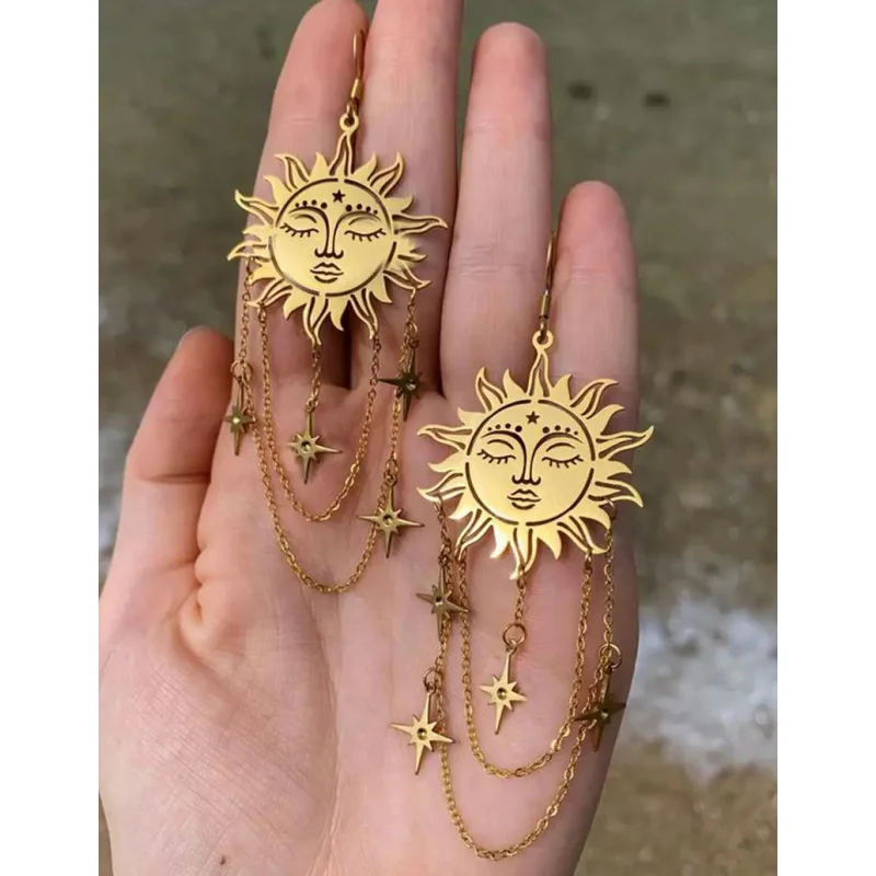 Customized-Border Trade Bohemian Fashion Copper and Tassel Chain Earrings Factory Direct Sale