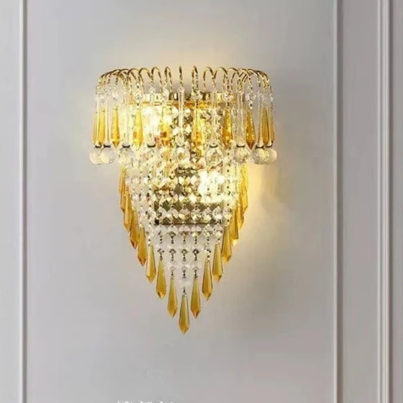 Creative Simple Modern Crystal Wall Lights Single Head Bedhead Mirror Front Bedroom Wall Lamps Living Dining Room Villa Sconces