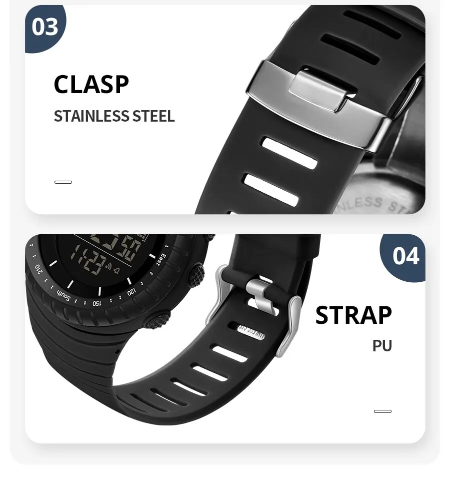 SYNOKE/Watch الرياضة في الهواء الطلق متعددة الوظائف مقاومة للماء والصدمات شاشة كبيرة عرض مضيئة LED ساعة رقمية للرجال