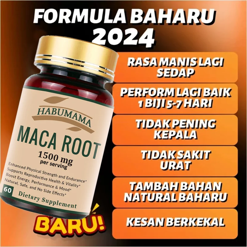 American Maca+Ginseng Capsule 60 Tablets 100% Pure Non-GMo Supports Reproductive Health Natural Energizer