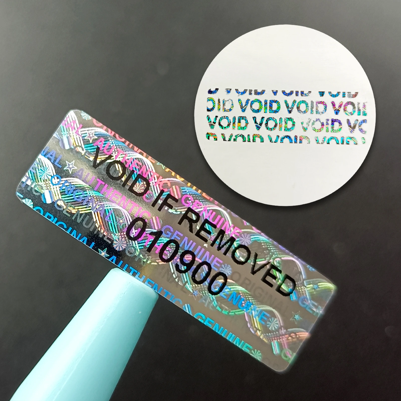 Holographic Security Seals, Tamper-Proof Labels with Unique Serial Number, Safe Warranty Sticker, Void Seal, Silver, 1x3 cm