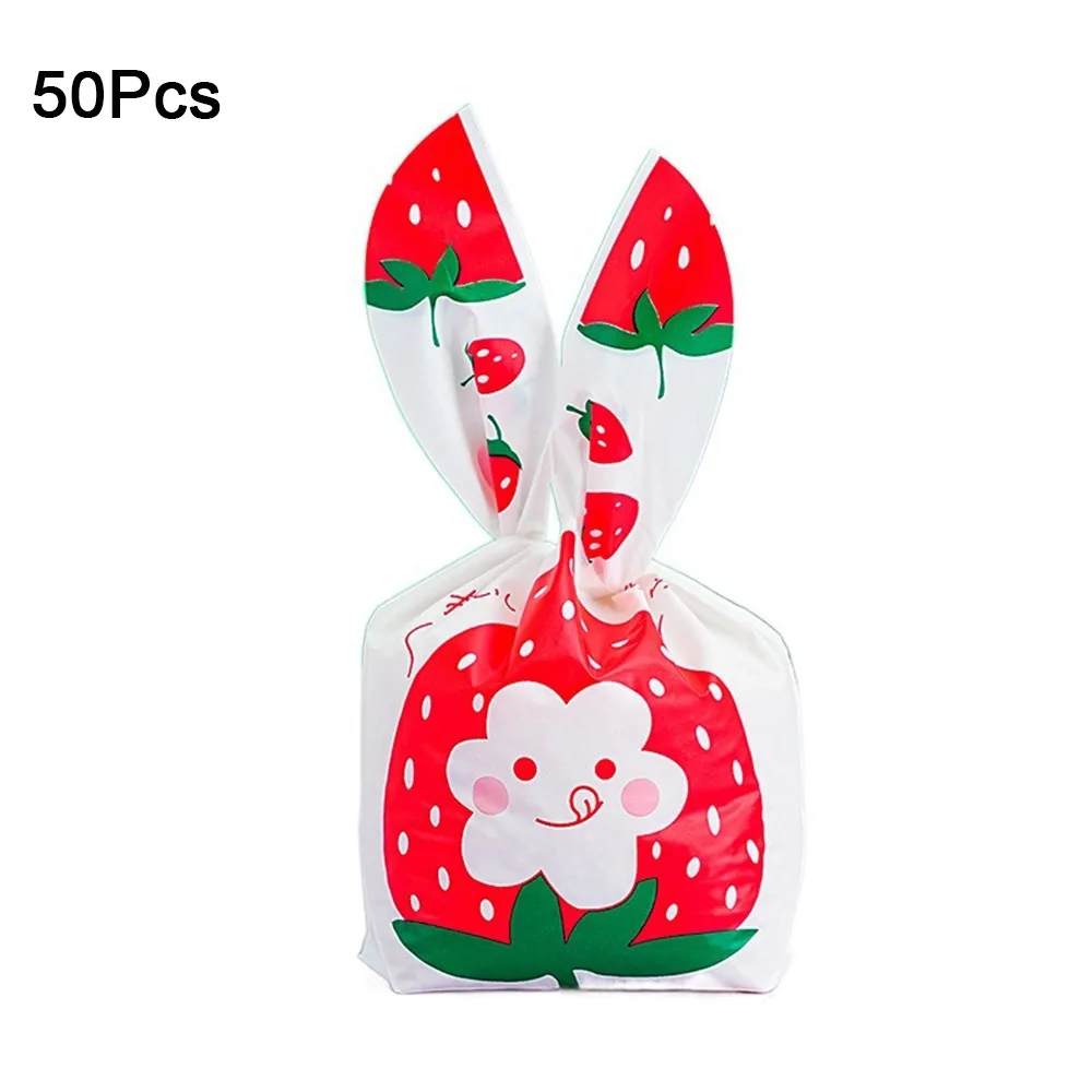 

50Pcs Plastic Rabbit Ear Candy Bags Animal Pattern Multistyle Cookie Packaging Bags Cute Cartoon Candy Gift Bags Festive