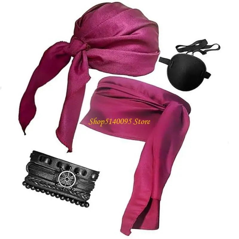 DXAE Halloween Piraat Kostuum Vrouwen Mannen Piraat Hoofddoek Bandana Riem Middeleeuwse Vikinges Kostuum Accessoires