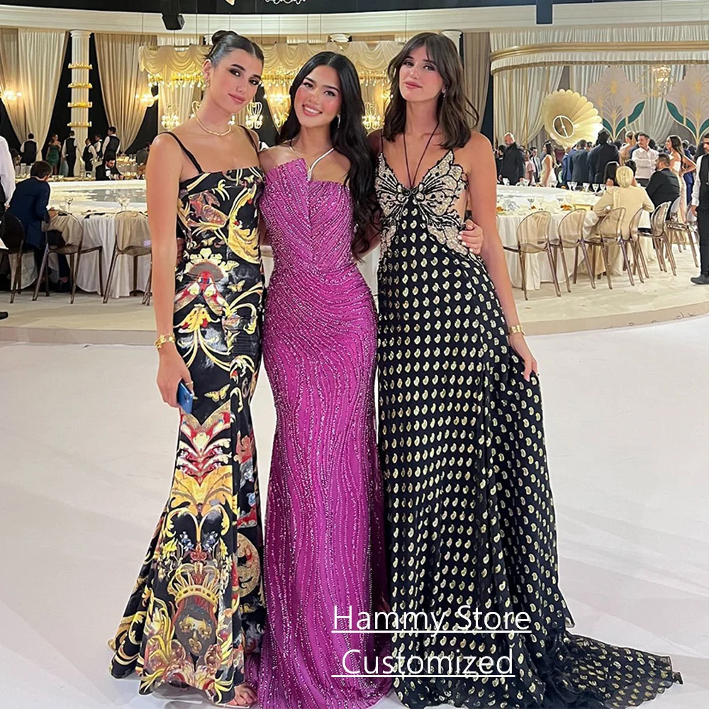 فستان سهرة لامع مخصص بدون حمالات بدون أكمام مطرز بالترتر سويب تراين حورية البحر فساتين لحضور الحفلات الموسيقية