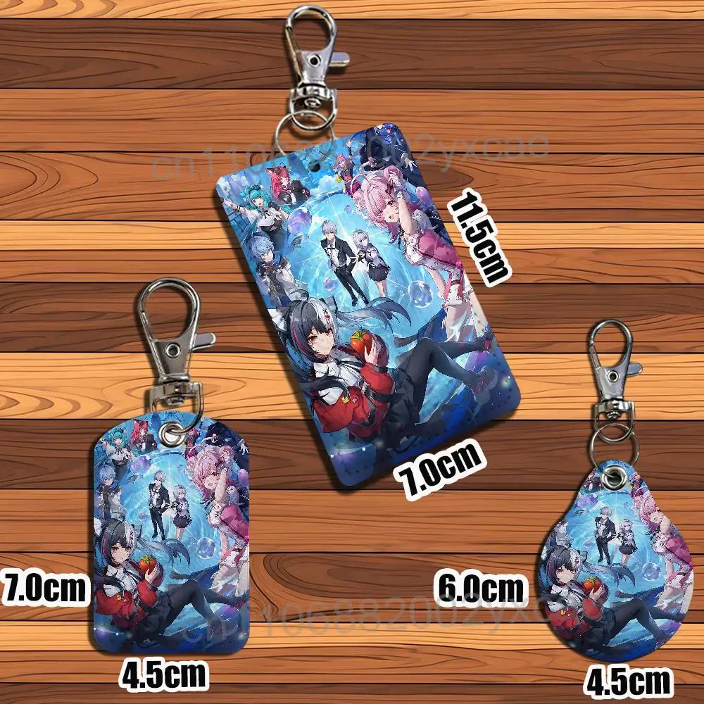 NTE game Neverness to Everness Rectangle ID Card Case Keychain Access Card Bag Key Tag Ring Leather Card Holder Key Ring Access