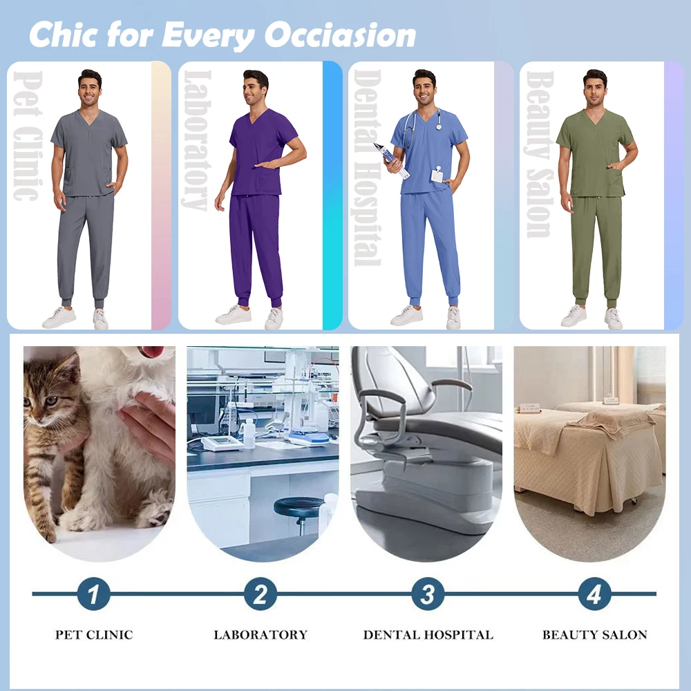 Odzież medyczna damska, uniformy szpitalne, zestaw roboczy dla lekarzy, pielęgniarek, dentystów, kombinezony, spodnie typu jogger, akcesoria do sali operacyjnej, odzież chirurgiczna.