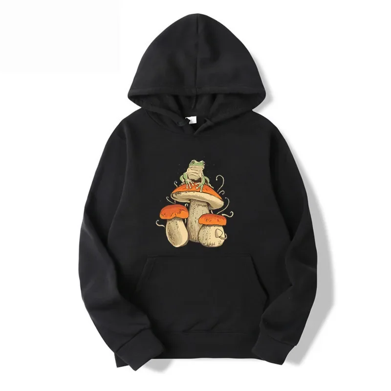 Frog Stand on the Mushroon Printing Hoodie Dwight Schrute Sweatshirt Men Women Hoodies Casual Streetwear Pullover Hooded Sweater