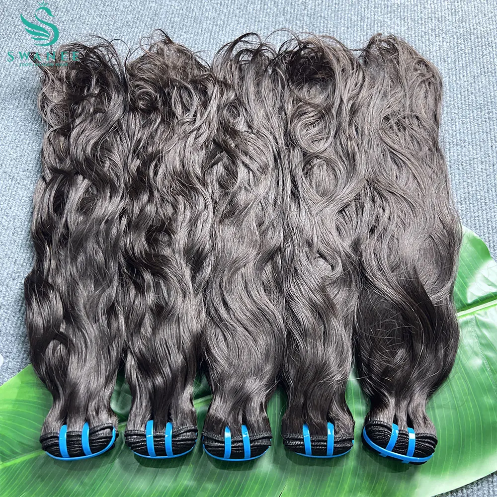 

Натуральные волнистые пряди из человеческих волос 18A, набор из 3/4 пучков, 100% натуральные волосы для наращивания, 10-30 дюймов, необработанные волосы Water Wave