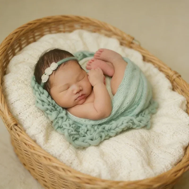 Chunky Woven Shooting Mat Plush Knit Blanket Prop Flexible Textile Supply For Indoor Studio Portrait Shooting Background Decor