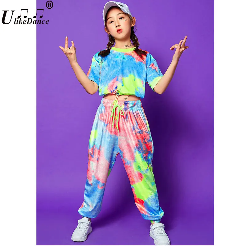 Kid Street Dance Mädchen Jazz Kostüm Hip Hop für Mädchen Ballsaal Kostüme Hip Hop Hosen Für Kinder Leistung Modern Dance Kleidung