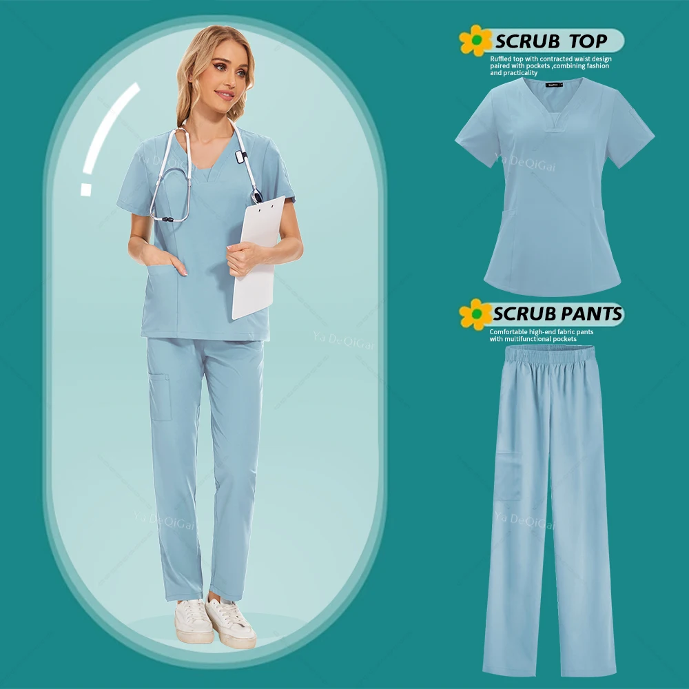 

Doctor Uniforms Nurse Accessories Nursing Uniform Women Stretch Fabric Medical Scrubs Set Beauty Clothes Pet Grooming Workwear